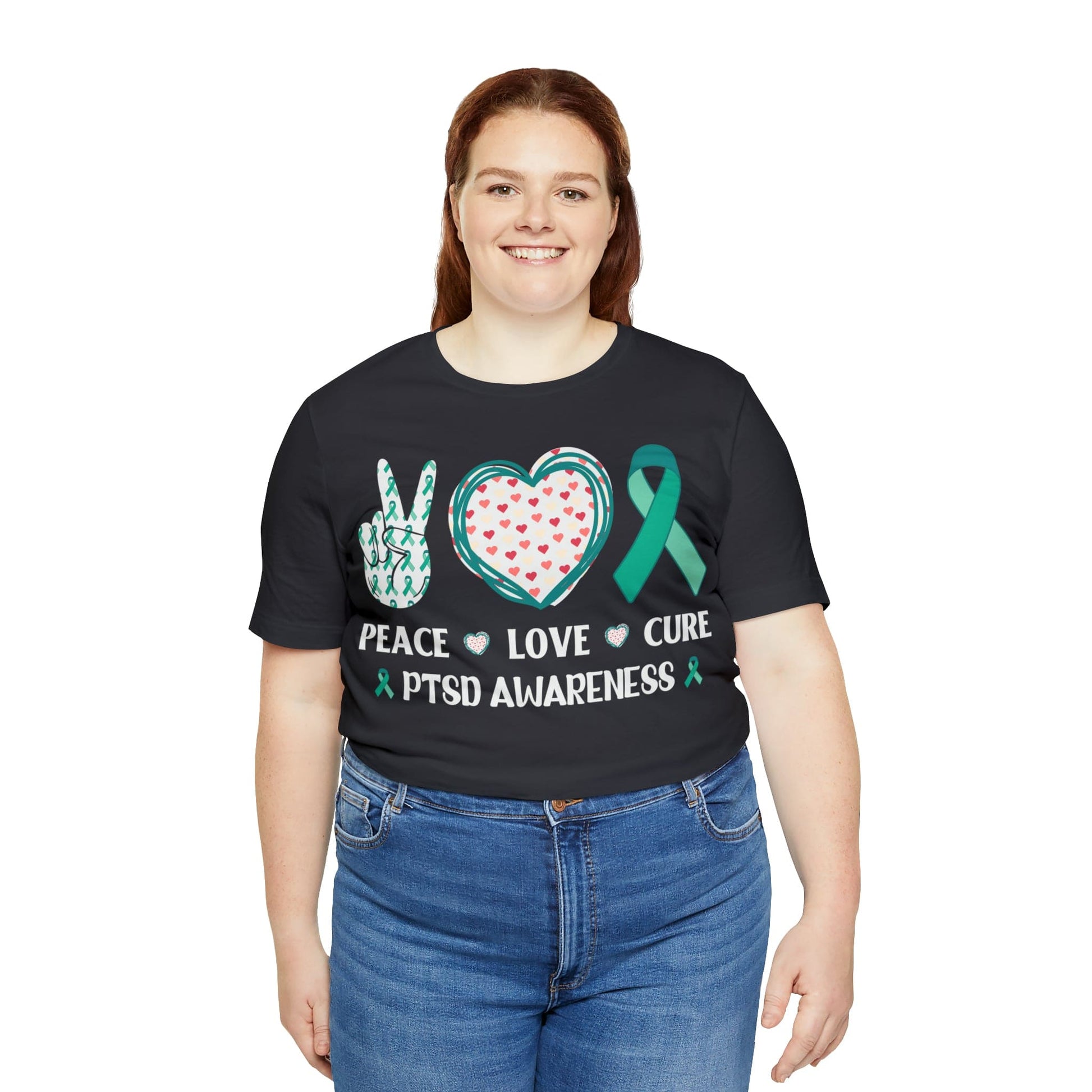 T-Shirt PTSD Awareness | Peace Love Cure | Jersey Short Sleeve Tee