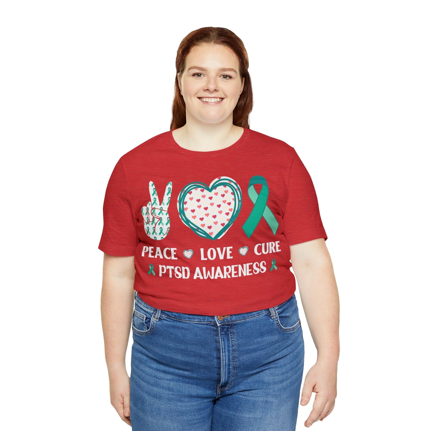 T-Shirt PTSD Awareness | Peace Love Cure | Jersey Short Sleeve Tee