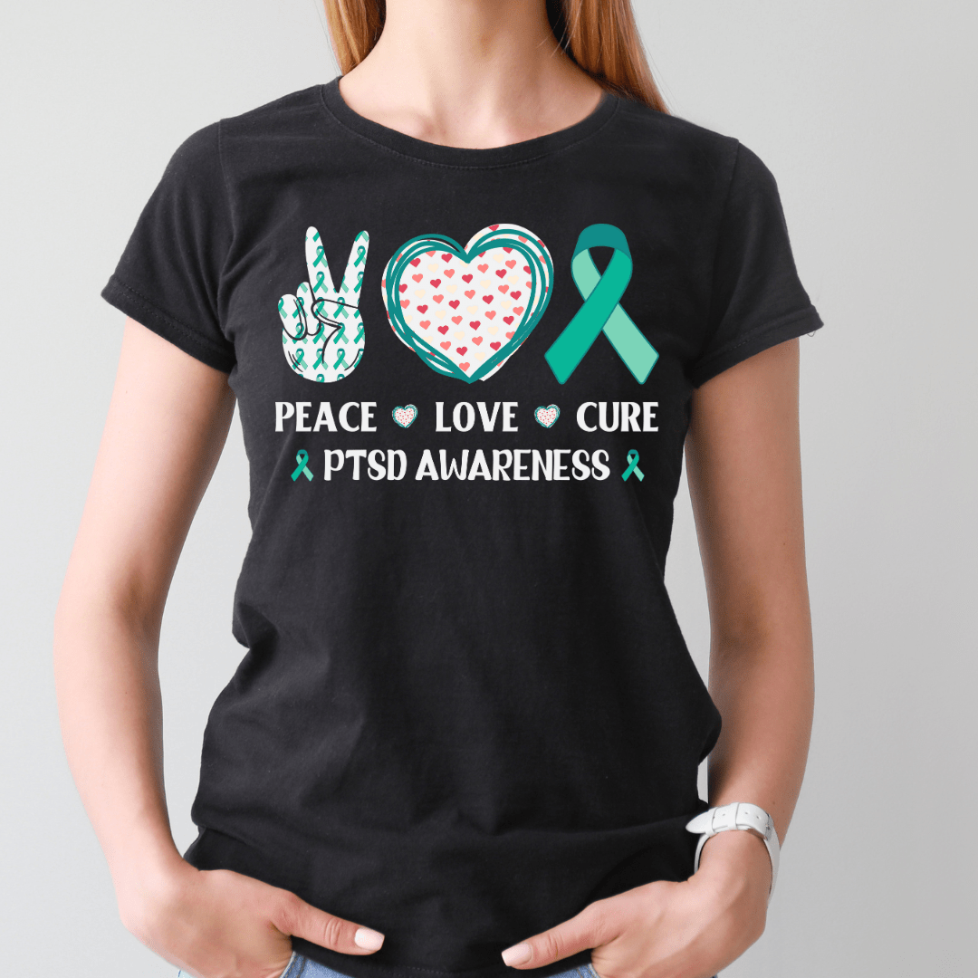 T-Shirt PTSD Awareness | Peace Love Cure | Jersey Short Sleeve Tee