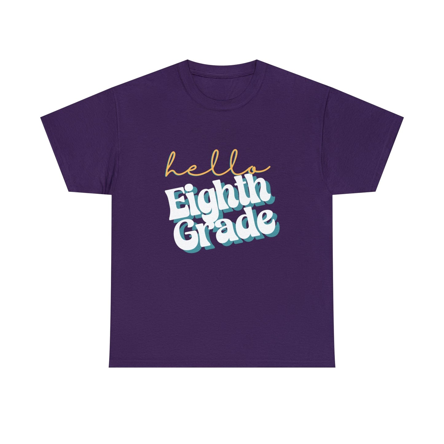 T-Shirt Purple / S Hello Eighth Grade | Retro | ADULT Sizes | Cotton Tee