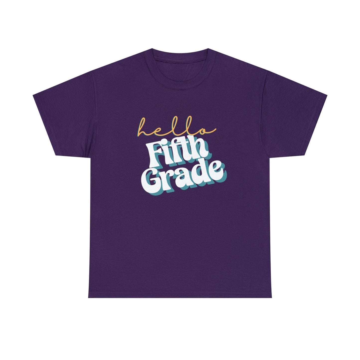 T-Shirt Purple / S Hello Fifth Grade | Retro | ADULT Sizes | Cotton Tee