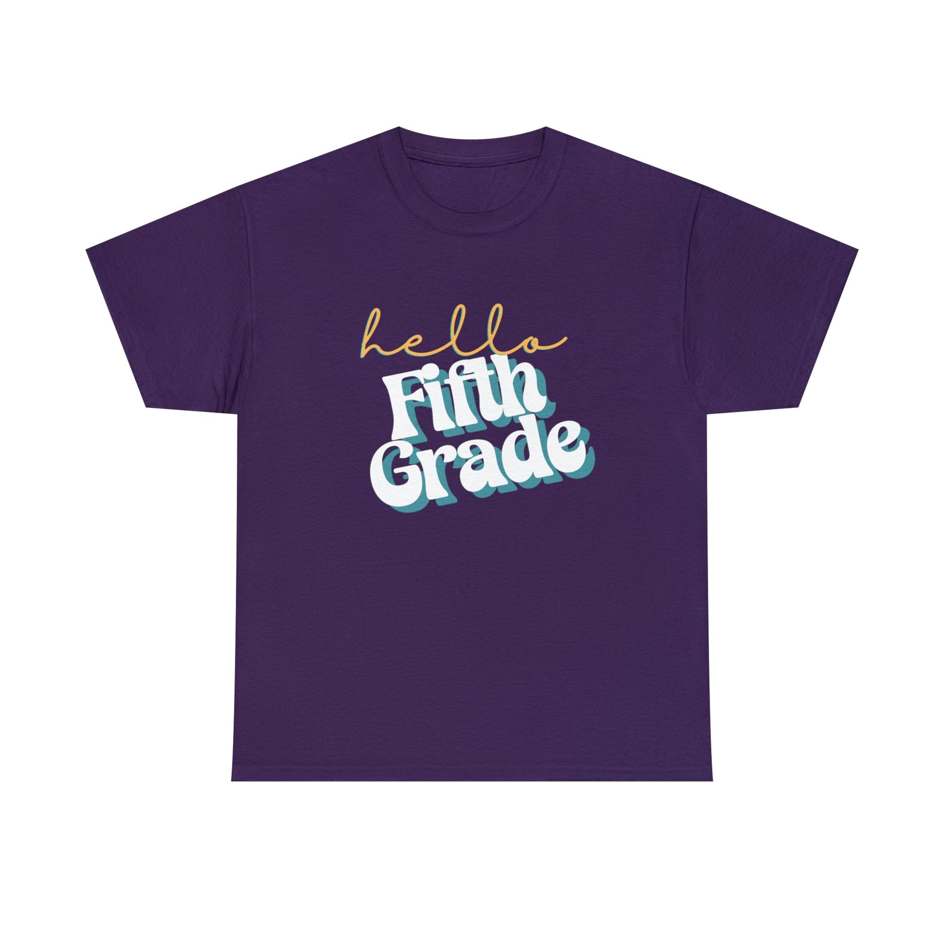 T-Shirt Purple / S Hello Fifth Grade | Retro | ADULT Sizes | Cotton Tee