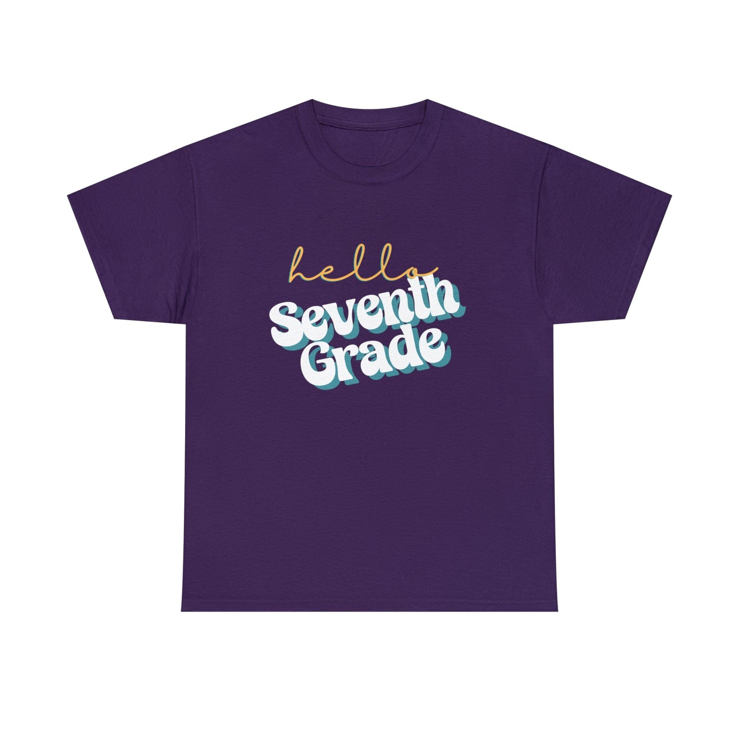 T-Shirt Purple / S Hello Seventh Grade | Retro | ADULT Sizes | CottonTee