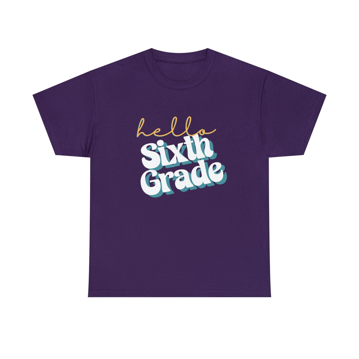 T-Shirt Purple / S Hello Sixth Grade | Retro | ADULT Sizes | Cotton Tee