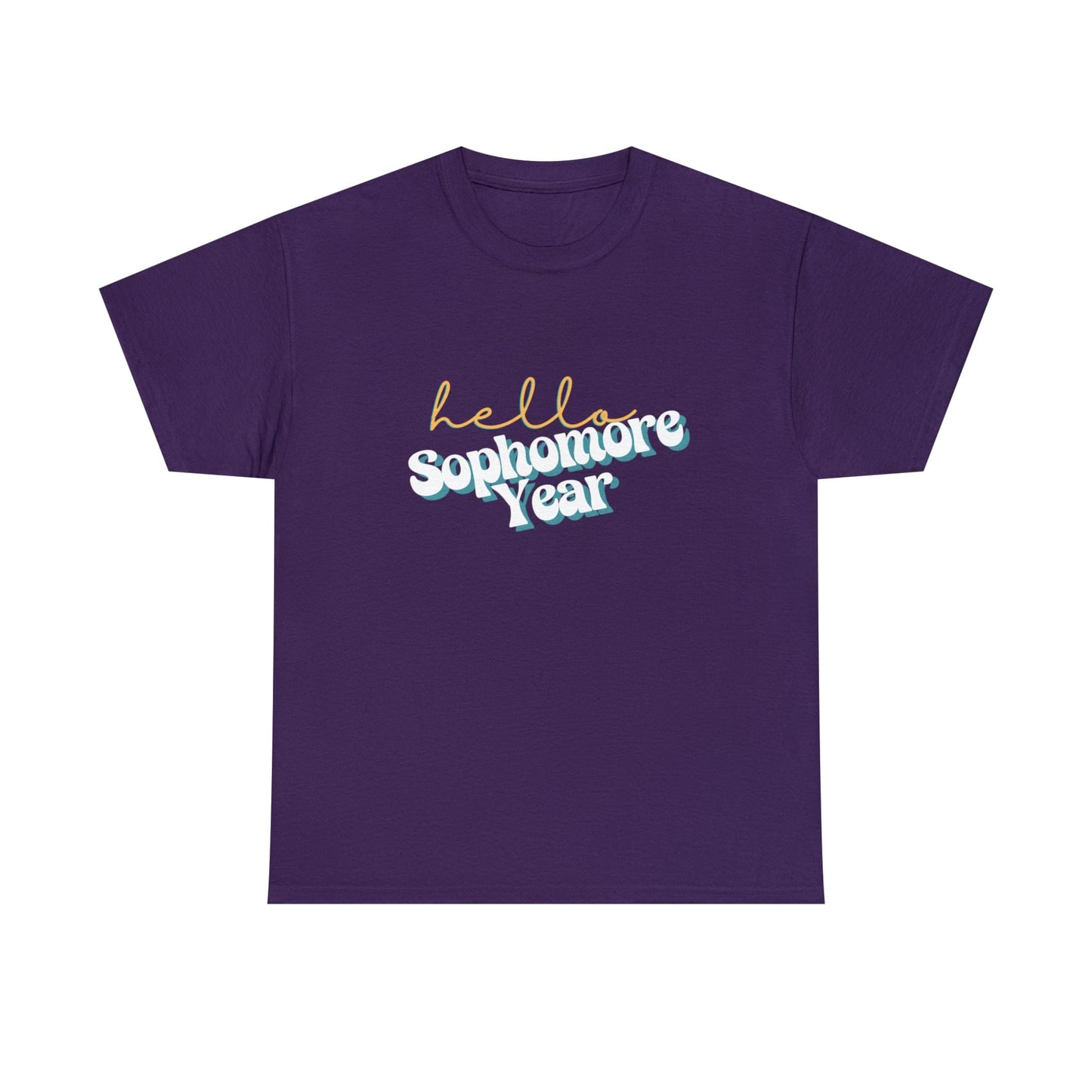 T-Shirt Purple / S Hello Sophomore Year | Retro | ADULT Sizes | Cotton Tee