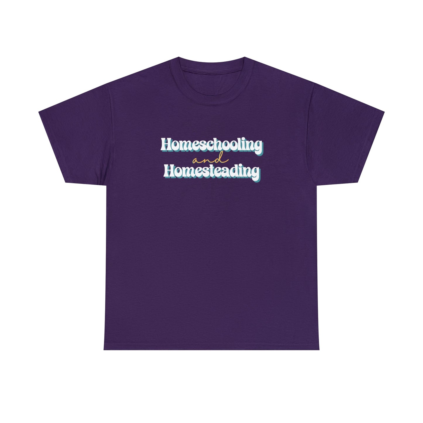 Printify T-Shirt Purple / S Homeschooling and Homesteading | Retro | Cotton Tee