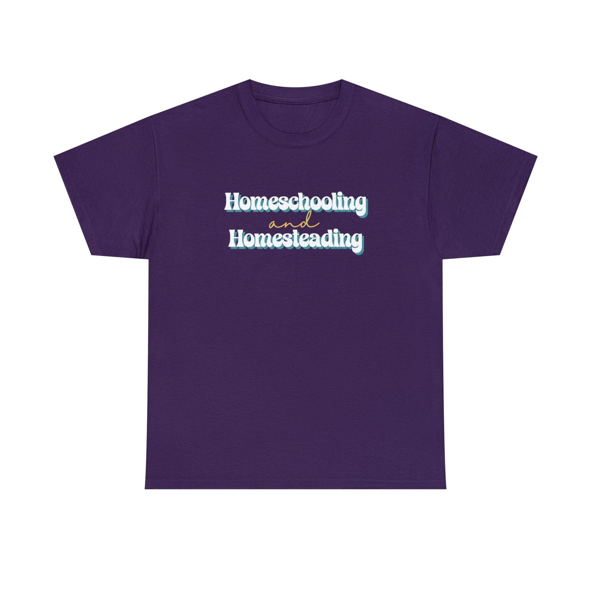 Printify T-Shirt Purple / S Homeschooling and Homesteading | Retro | Cotton Tee