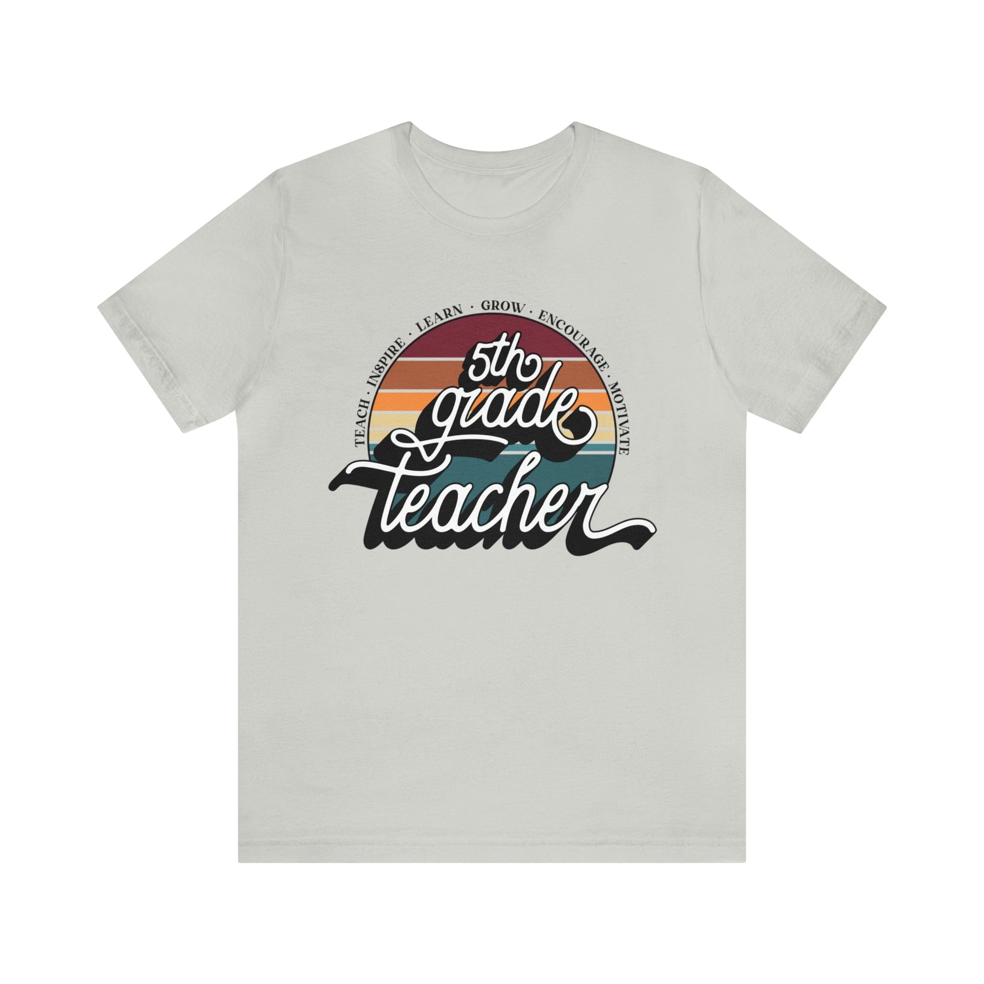 T-Shirt Silver / S Fifth Grade Teacher | Retro | Jersey Short Sleeve Tee