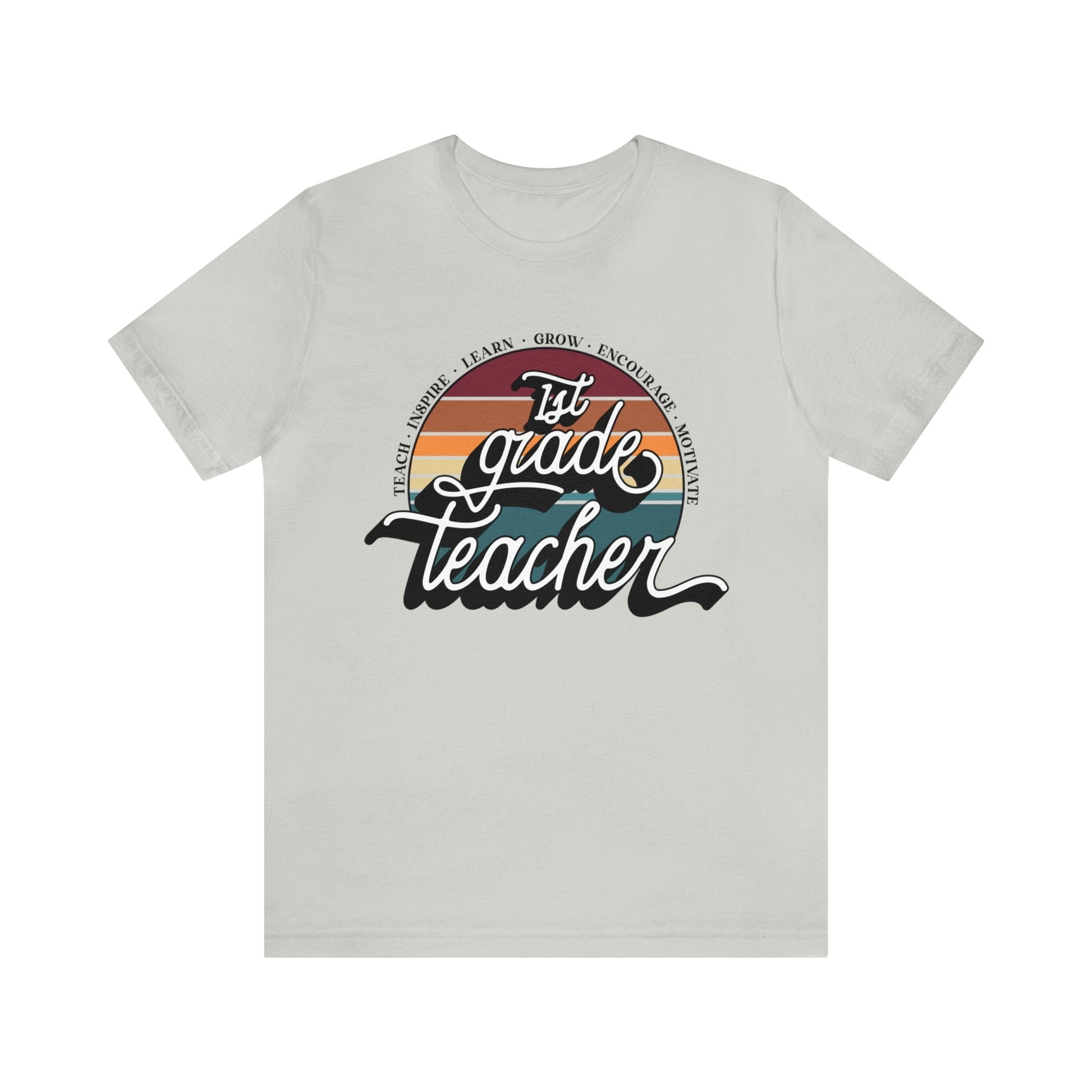 T-Shirt Silver / S First Grade Teacher | Retro | Jersey Short Sleeve Tee