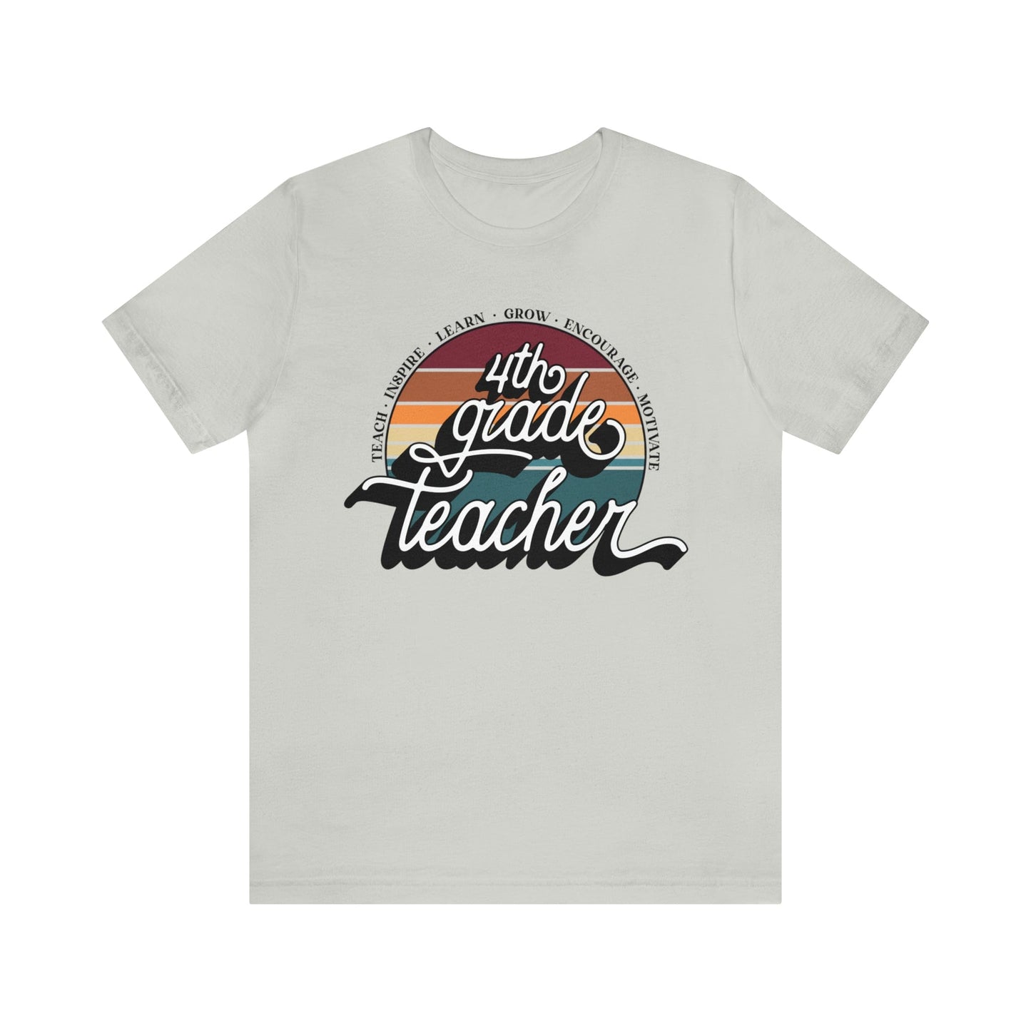 T-Shirt Silver / S Fourth Grade Teacher | Retro | Jersey Short Sleeve Tee