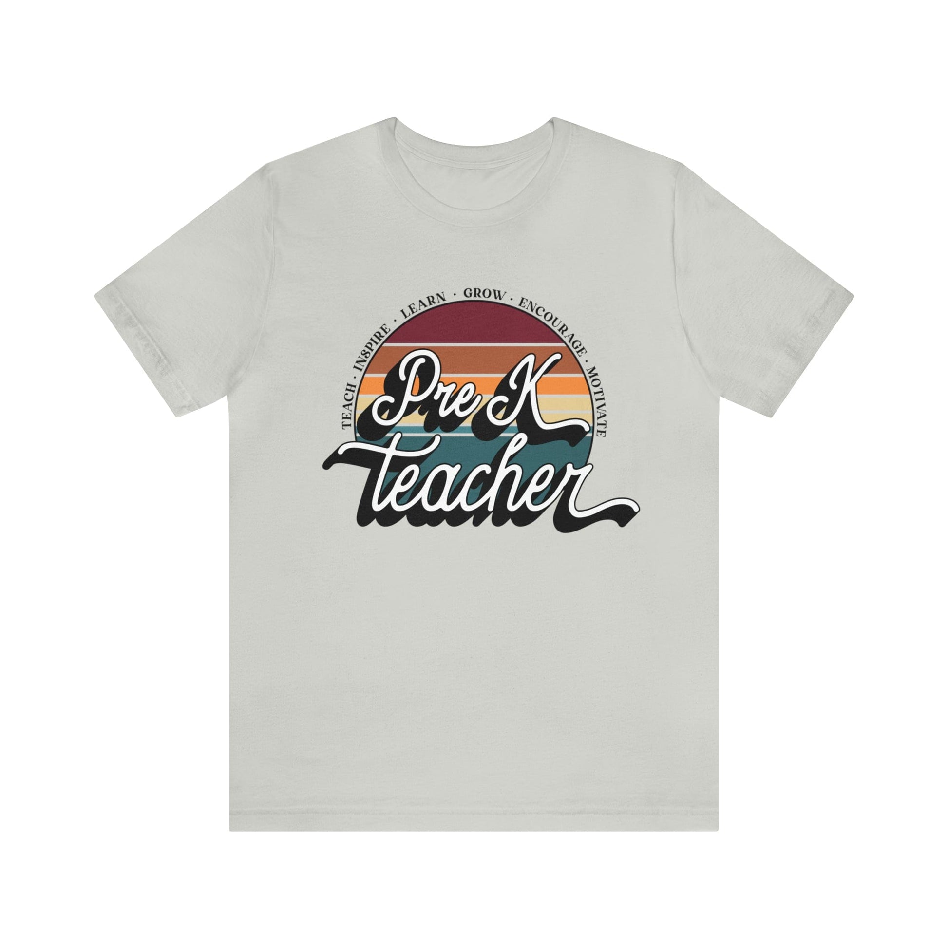 T-Shirt Silver / S Pre-K Teacher | Retro | Jersey Short Sleeve Tee