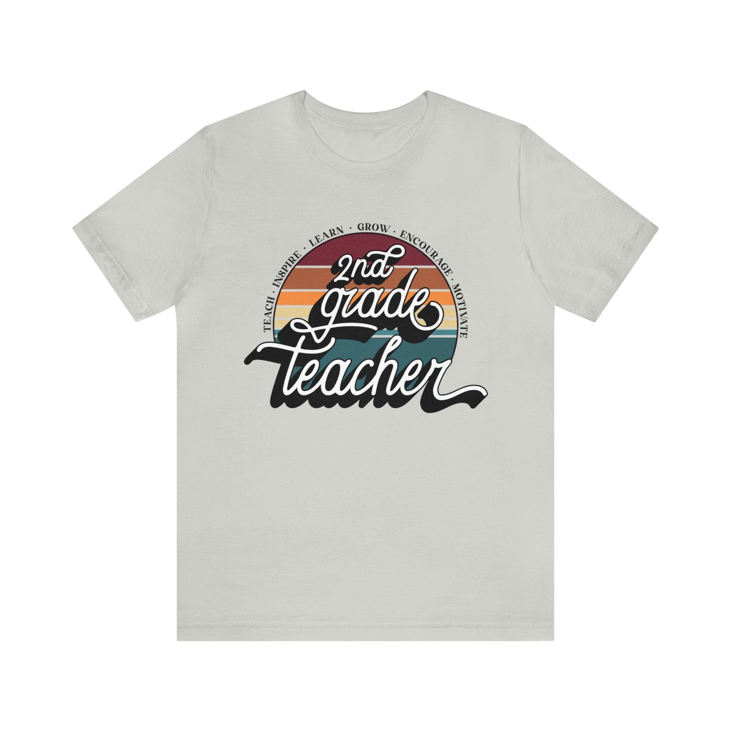 T-Shirt Silver / S Second Grade Teacher | Retro | Jersey Short Sleeve Tee