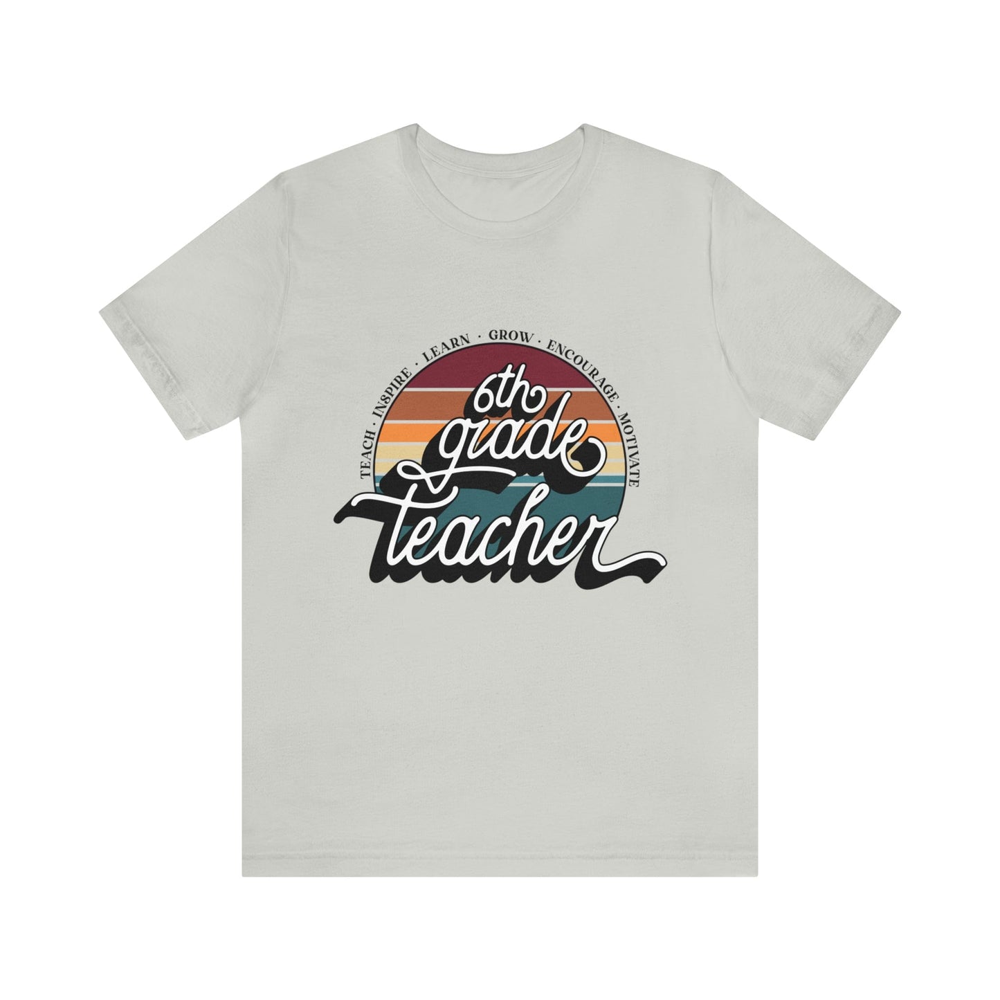 T-Shirt Silver / S Sixth Grade Teacher | Retro | Jersey Short Sleeve Tee