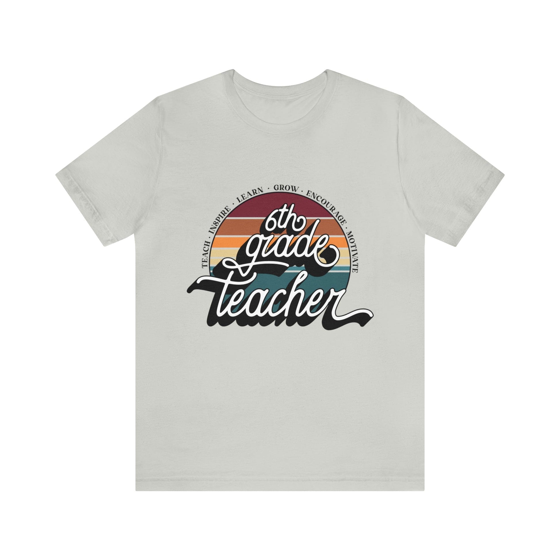 T-Shirt Silver / S Sixth Grade Teacher | Retro | Jersey Short Sleeve Tee