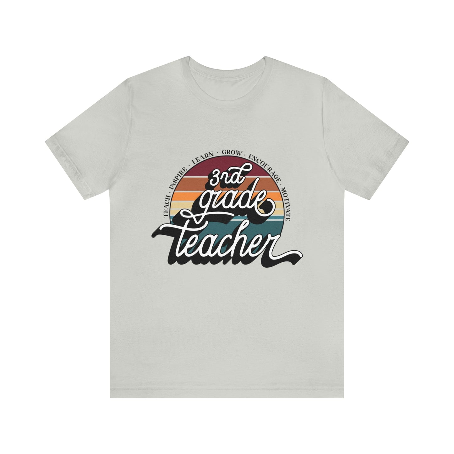 T-Shirt Silver / S Third Grade Teacher | Retro | Jersey Short Sleeve Tee