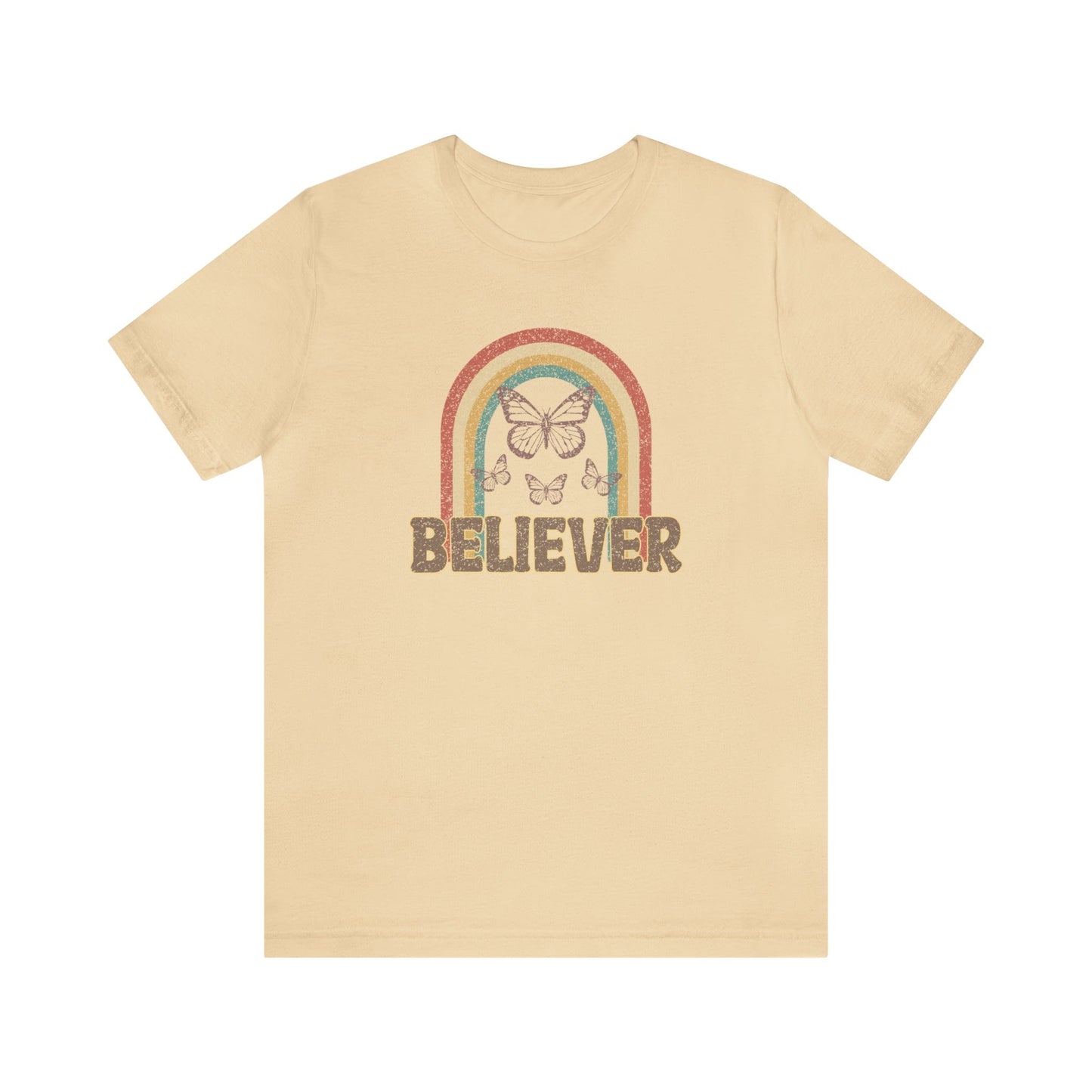 T-Shirt Soft Cream / S Believer | Butterflies | Christian | Retro | Jersey Short Sleeve Tee