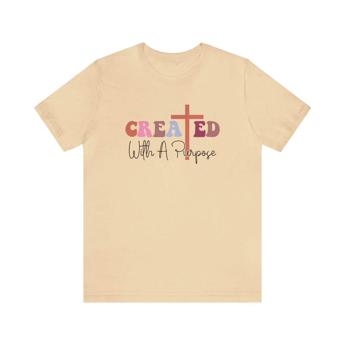 T-Shirt Soft Cream / S Created With a Purpose | Christian | Retro | Jersey Short Sleeve Tee