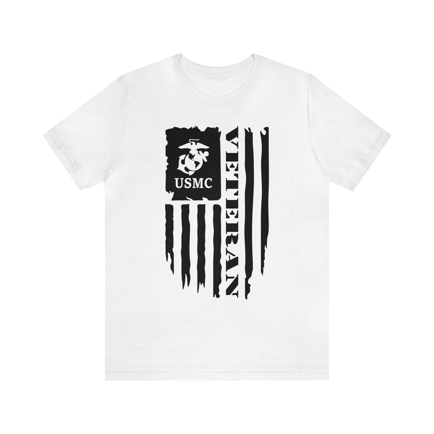 T-Shirt Solid White Blend / XS US Marine Corps Veteran | Flag | USMC | Jersey Short Sleeve Tee