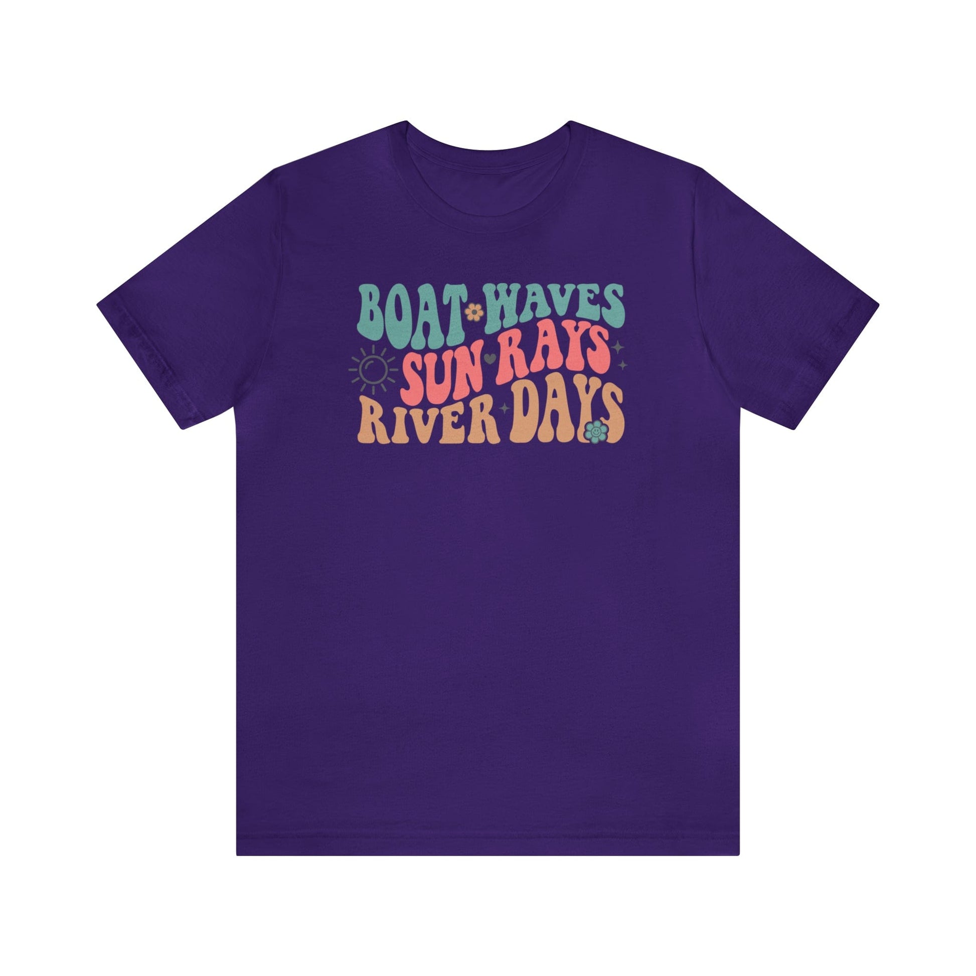 T-Shirt Team Purple / S Boat Waves Sun Rays River Days | Vacation | Summer | Jersey Short Sleeve Tee