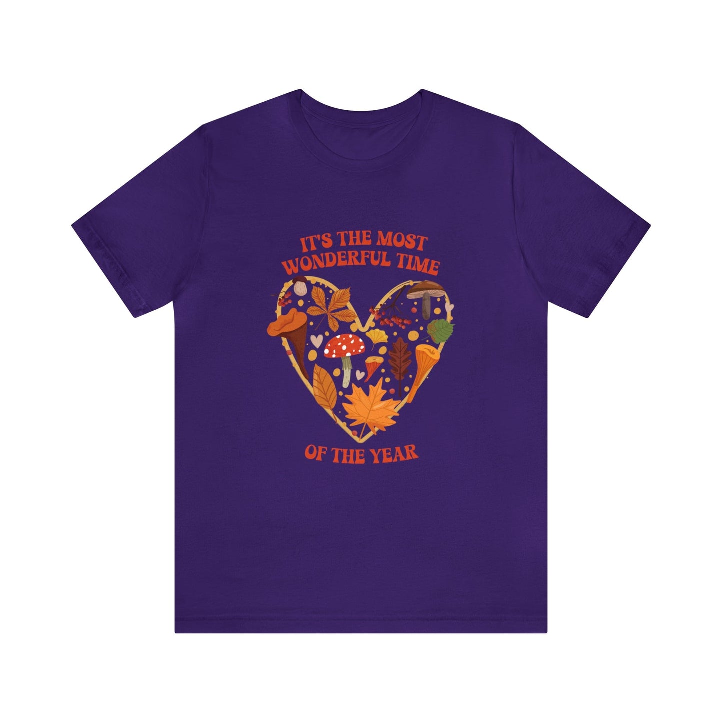 T-Shirt Team Purple / XS It's the Most Wonderful Time of the Year | Fall | Mushrooms and Leaves | Retro | Jersey Short Sleeve Tee