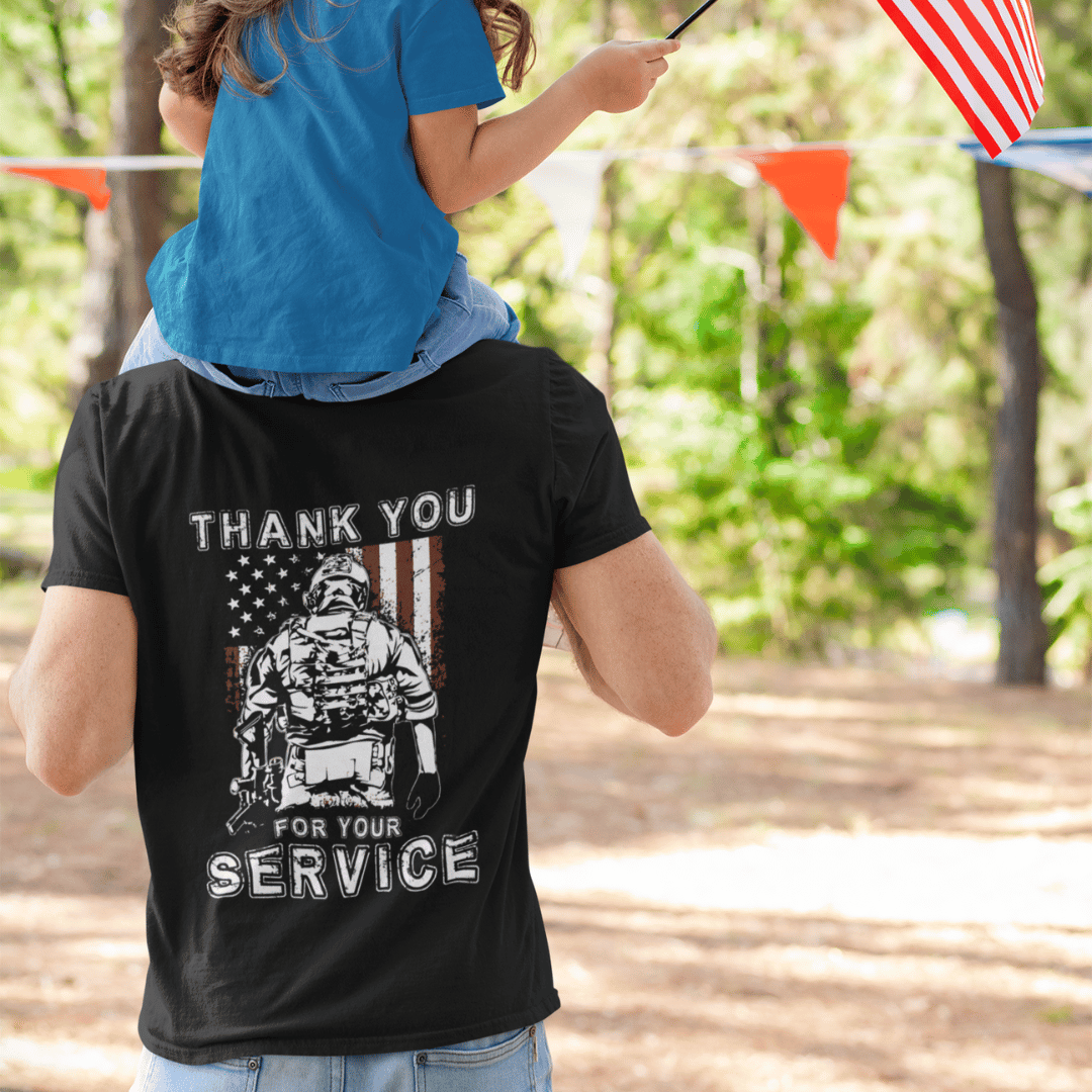 T-Shirt Thank You for Your Service | Support Our Troops | Back Print | Jersey Short Sleeve Tee