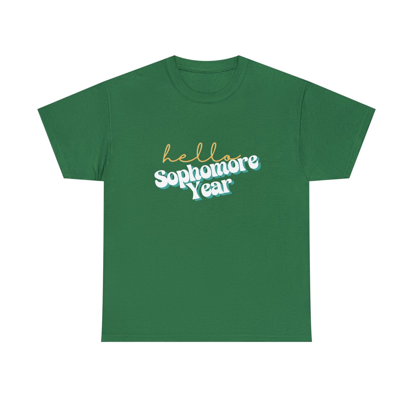 T-Shirt Turf Green / S Hello Sophomore Year | Retro | ADULT Sizes | Cotton Tee