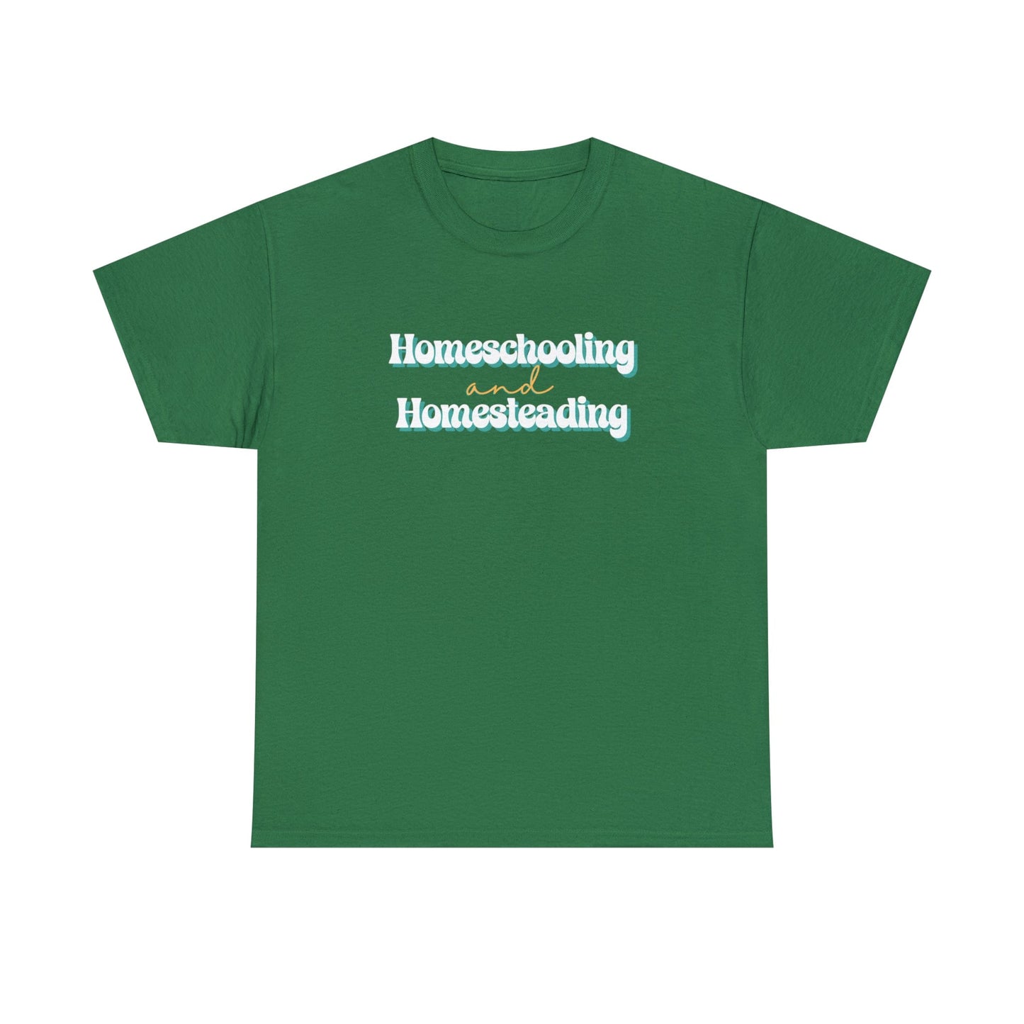 Printify T-Shirt Turf Green / S Homeschooling and Homesteading | Retro | Cotton Tee