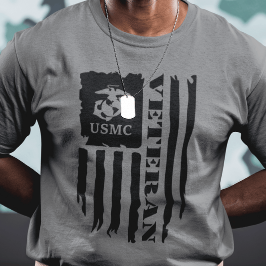 T-Shirt US Marine Corps Veteran | Flag | USMC | Jersey Short Sleeve Tee