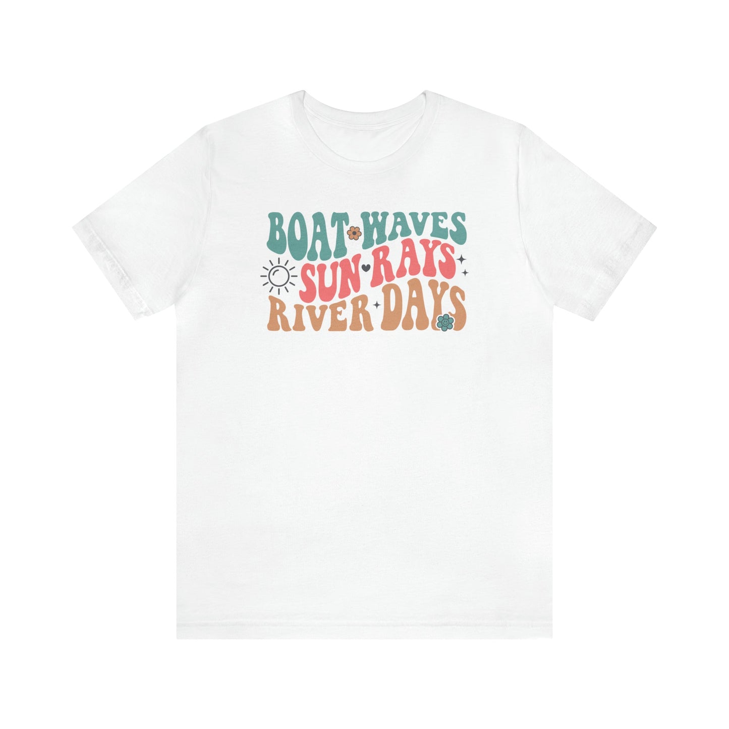 T-Shirt White / S Boat Waves Sun Rays River Days | Vacation | Summer | Jersey Short Sleeve Tee