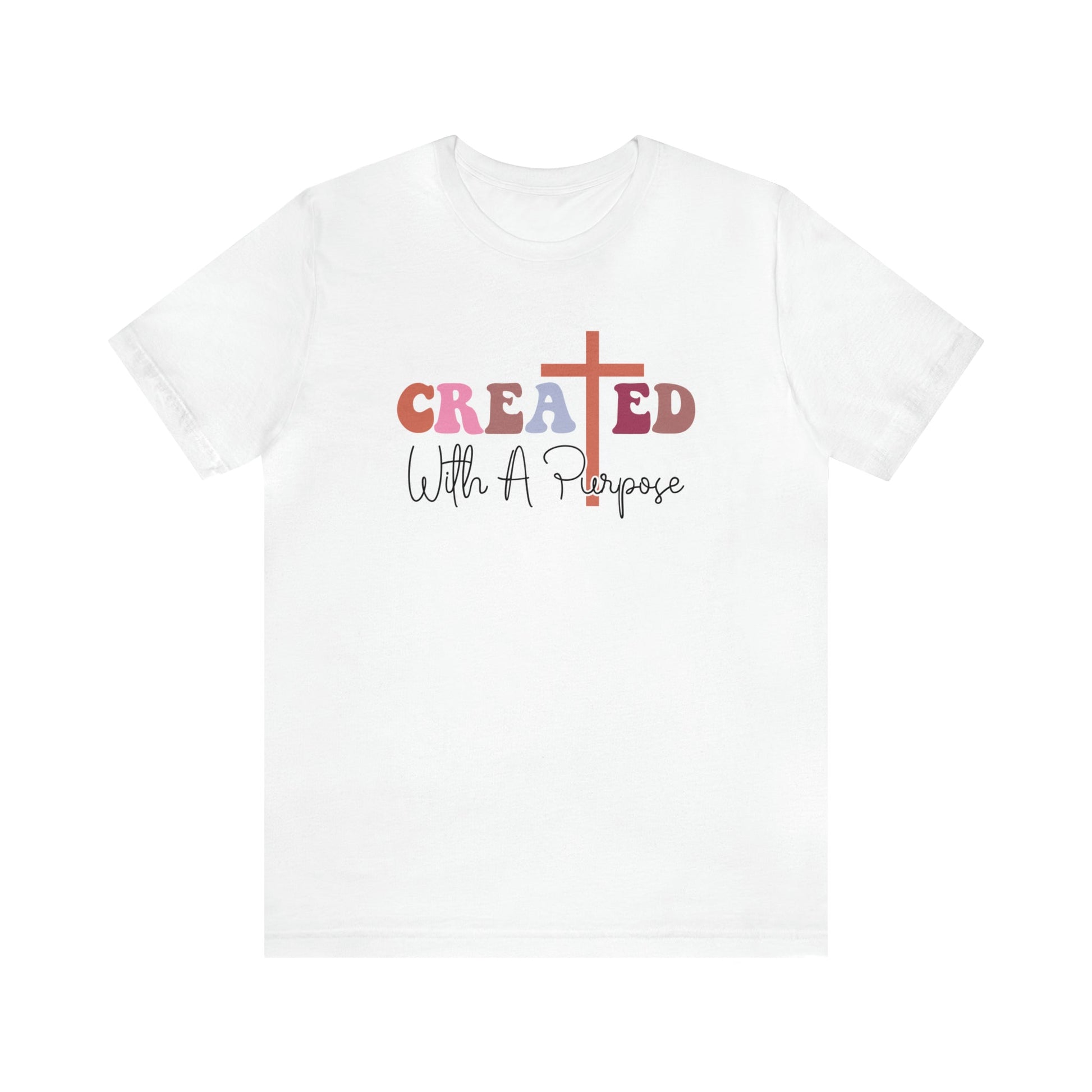 T-Shirt White / S Created With a Purpose | Christian | Retro | Jersey Short Sleeve Tee