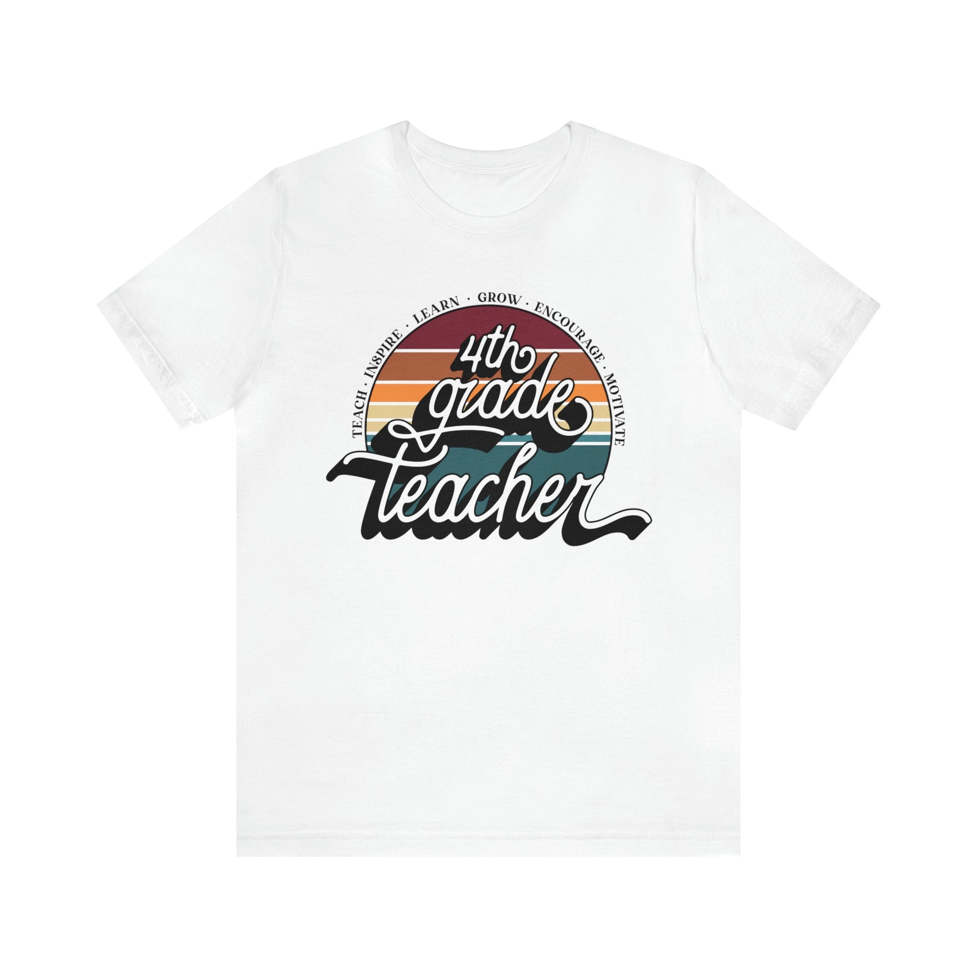 T-Shirt White / S Fourth Grade Teacher | Retro | Jersey Short Sleeve Tee