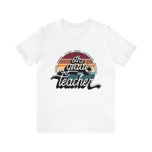 T-Shirt White / S Sixth Grade Teacher | Retro | Jersey Short Sleeve Tee