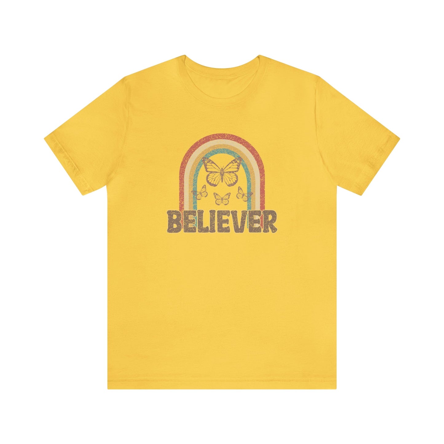 T-Shirt Yellow / S Believer | Butterflies | Christian | Retro | Jersey Short Sleeve Tee