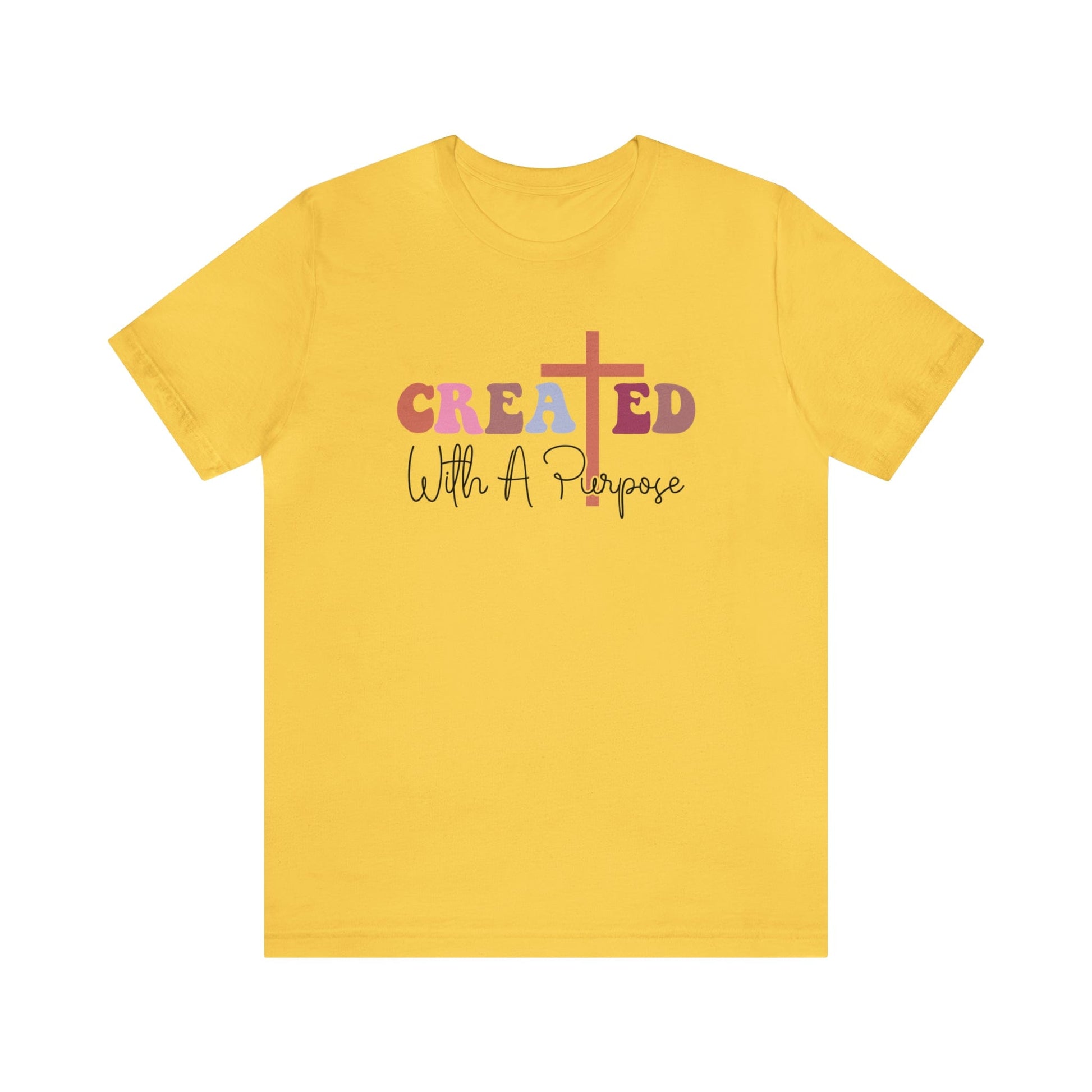 T-Shirt Yellow / S Created With a Purpose | Christian | Retro | Jersey Short Sleeve Tee