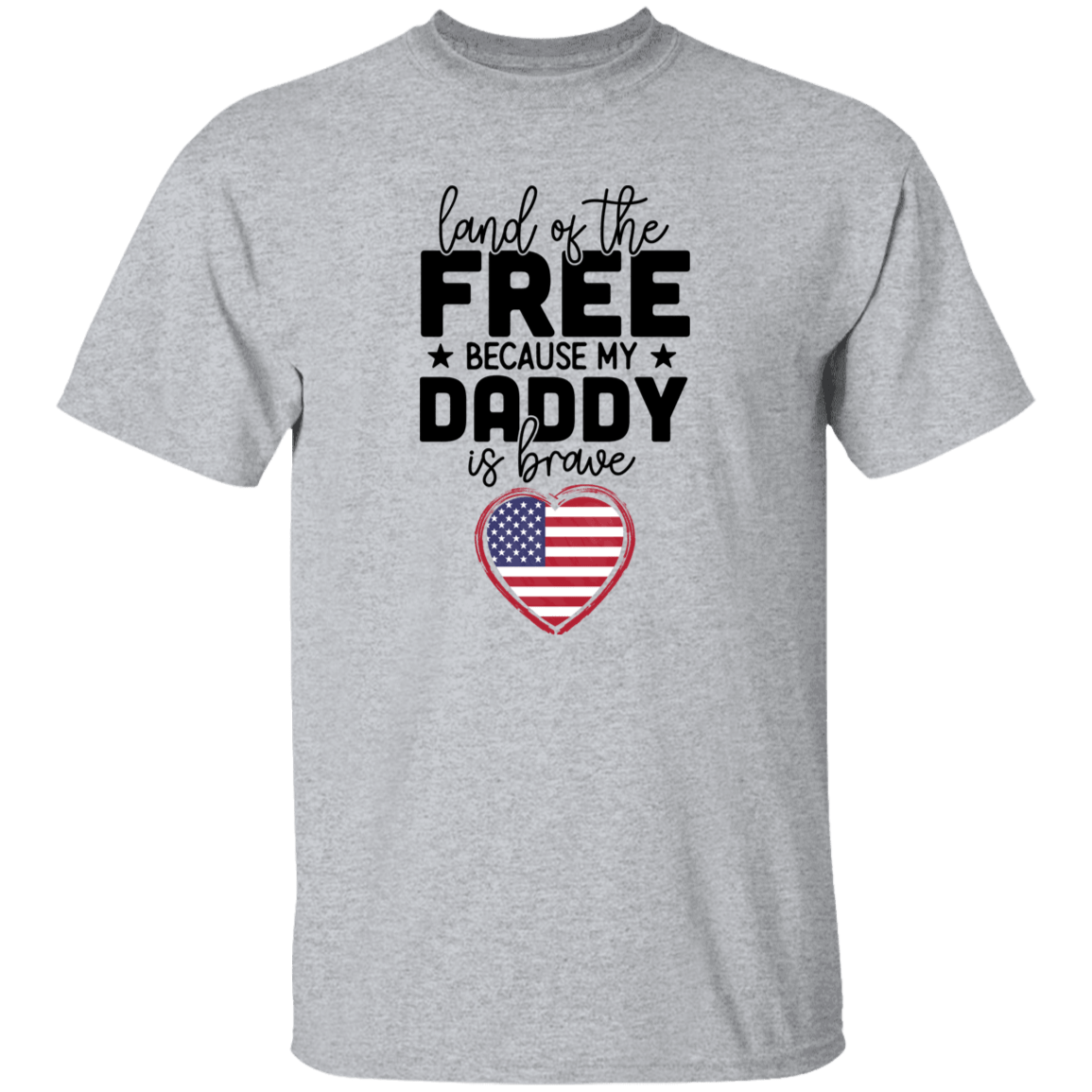 T-Shirts Sport Grey / YXS Brave Daddy | Land of the Free | Youth 100% Cotton T-Shirt