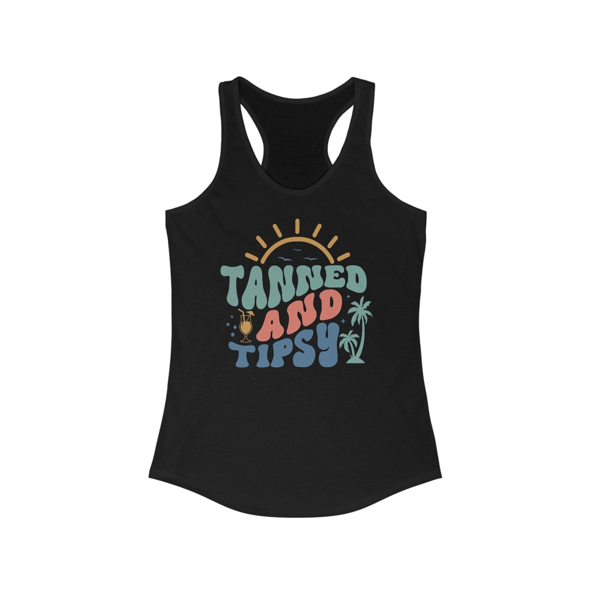 Tank Top XS / Solid Black Tanned and Tipsy | Vacation | Summer | Women's Ideal Racerback Tank