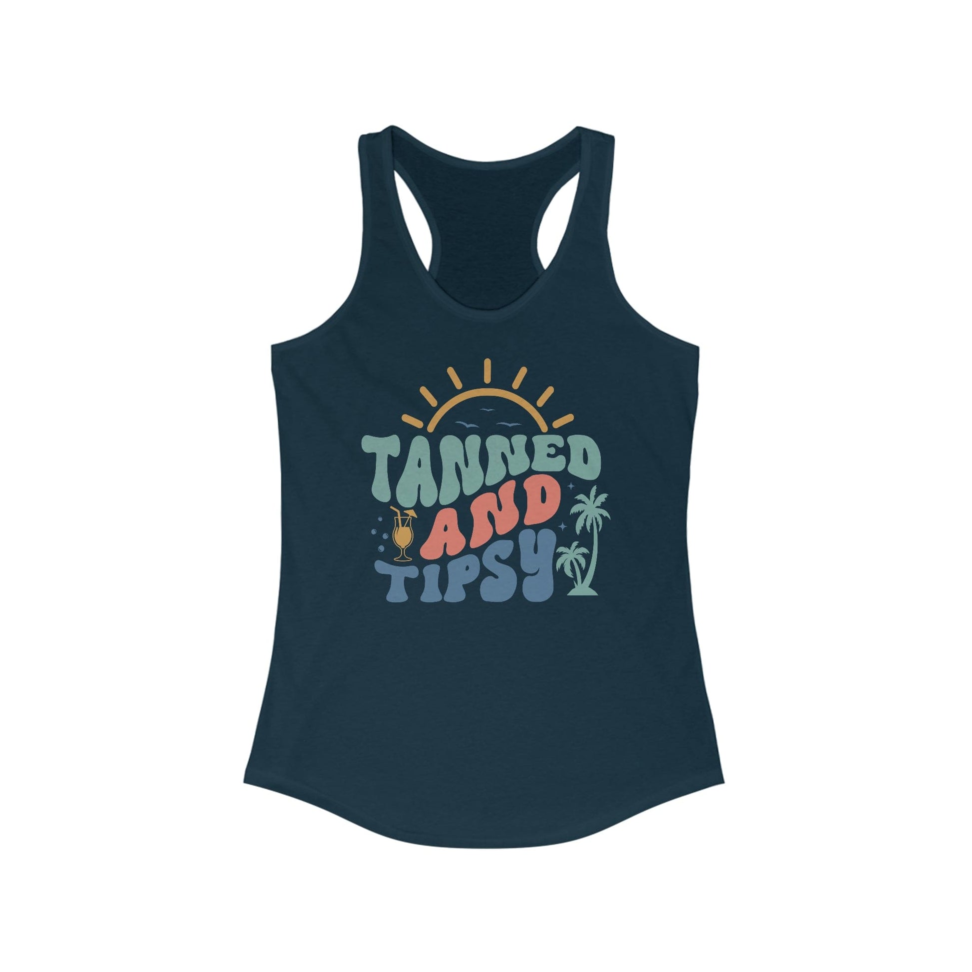 Tank Top XS / Solid Midnight Navy Tanned and Tipsy | Vacation | Summer | Women's Ideal Racerback Tank